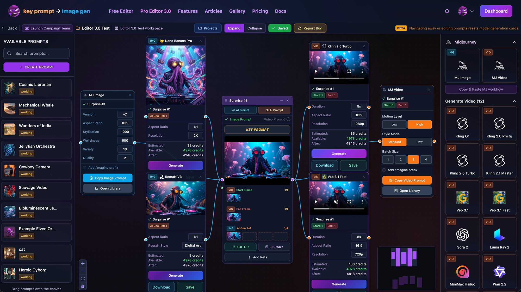 KPM Project Workspace - Visual canvas for organizing prompts and generating AI content